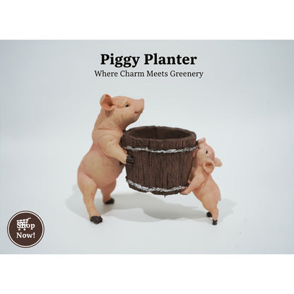 Bohemian Pig-Shaped Resin Planter - Cute Swine Succulent Vase with Root Base for Potted Plants, Herbs & Cacti