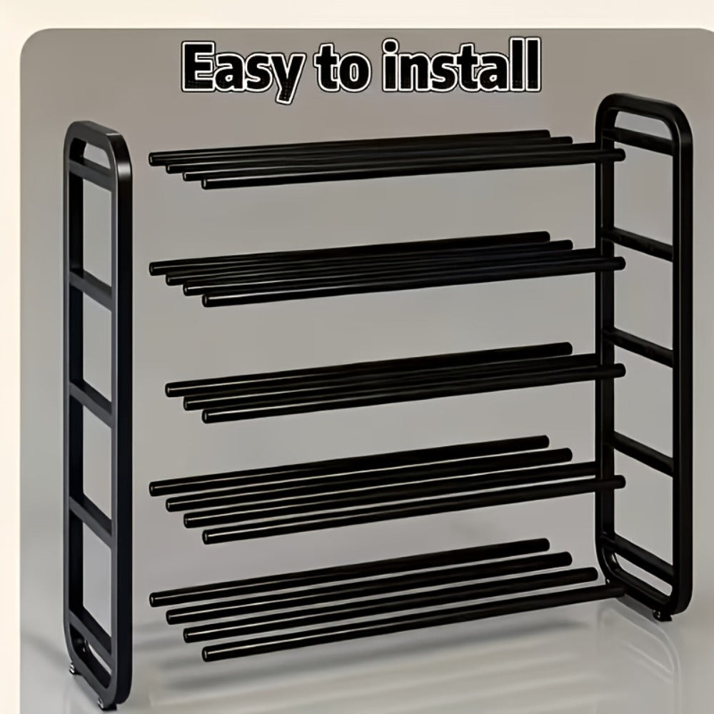 Shoe Rack 5-Tier Narrow Floor Organizer for Up to 18 Pairs in Black or White Tool-Free Options