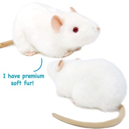 Plush Toy Wylie Realistic White Rat 7-Inch Stuffed Animal with Character Story for Character Display, Room Decor and Gift Presentation