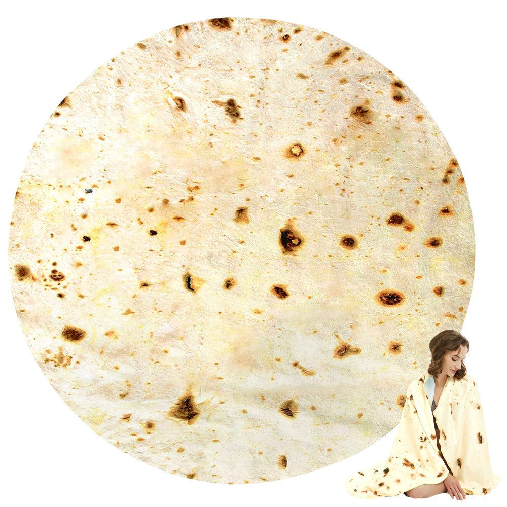 Round Food Print Throw Blanket in Pizza, Donut or Pancakes Designs with 62-, 71- or 80-Inch Diameters