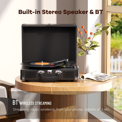 Bluetooth Vinyl Record Player with Built-in Speakers, Maio C200 3-Speed Belt-Driven Turntable, Hi-Fi Stereo Gramophone