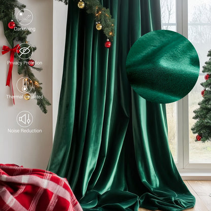 Four-Panel Velvet Blackout Curtain Set with 12 Colors, 10 Sizes and 1.6-Inch Grommet Openings