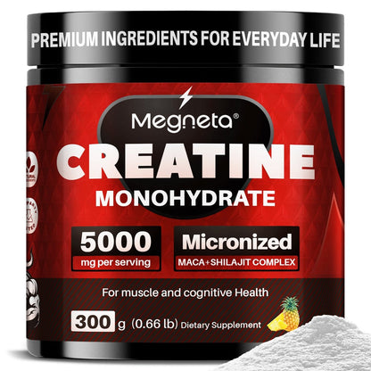 Micronized Creatine Monohydrate 5000mg Powder 300g 60 Servings, No Artificial Sweeteners or Flavors