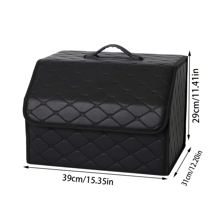 Car Trunk Organizer, Foldable Faux Leather Bow-Detail Box in 30L or 35L Size with Pink and Black Options