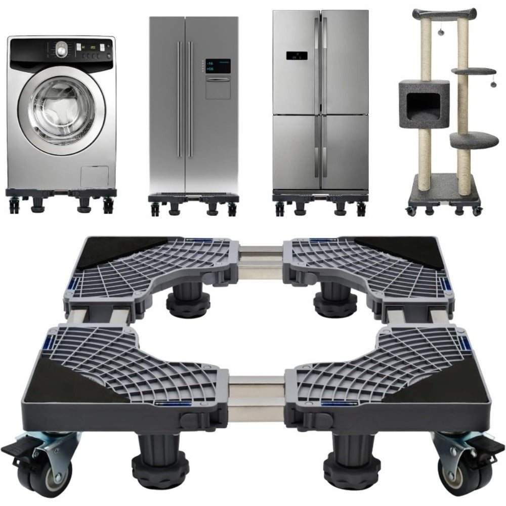 Appliance Mobile Base Stand Adjustable Double Pipe 4 Locking Wheels 4 Strong Feet Furniture Dolly for Washer Dryer Washing Machine