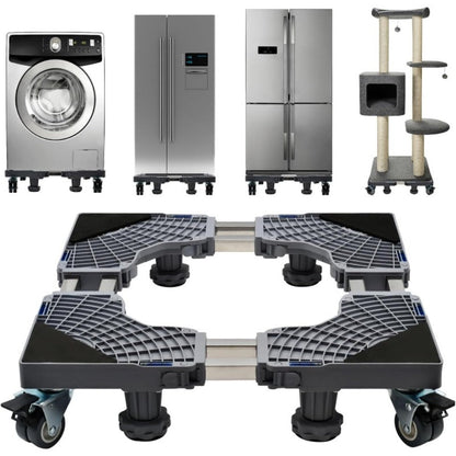Appliance Mobile Base Stand Adjustable Double Pipe 4 Locking Wheels 4 Strong Feet Furniture Dolly for Washer Dryer Washing Machine