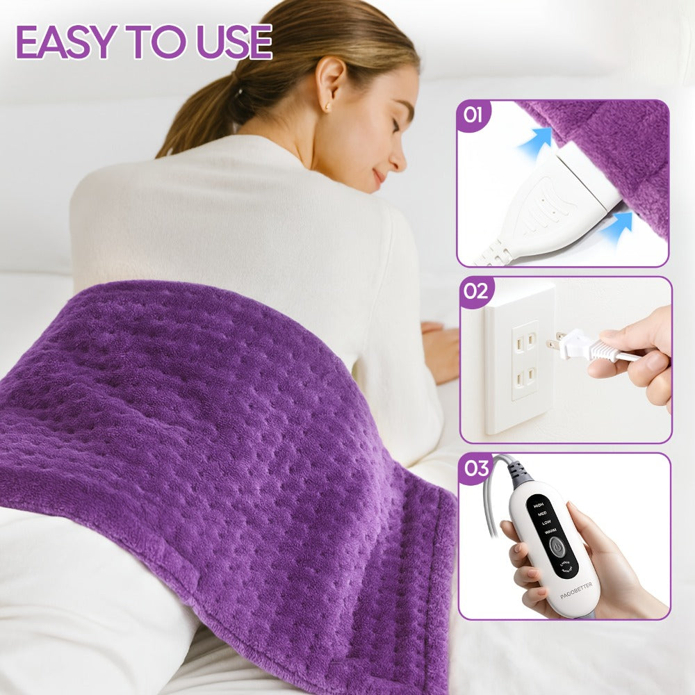 Heating Pad for Back & Neck Pain, Ultra Flannel, Fast Heating, Dry & Moist Heat, Auto Shut-Off