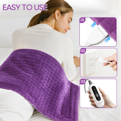 Heating Pad for Back & Neck Pain, Ultra Flannel, Fast Heating, Dry & Moist Heat, Auto Shut-Off