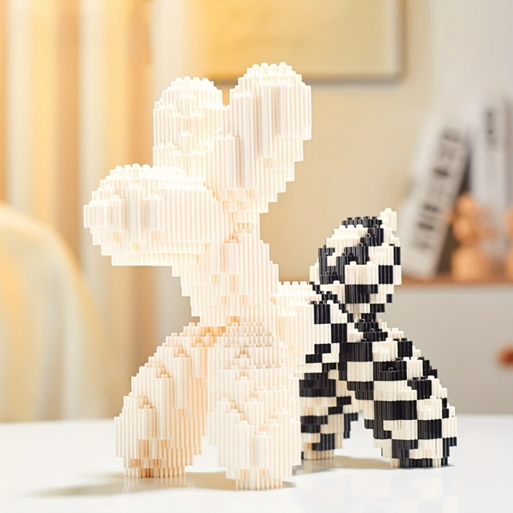 Balloon Dog Building Blocks Set – Colorful Interlocking Brick Sculpture Pop Art Home Decor Display Model for Adults Teens Art Lovers