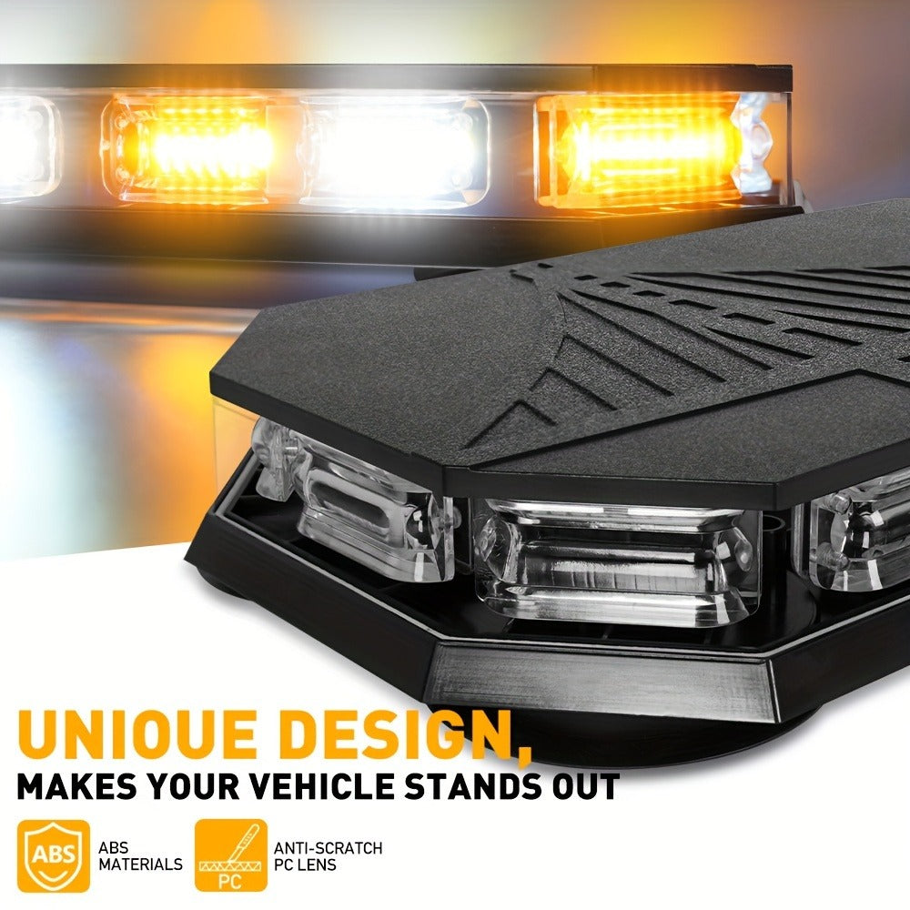 126 LED Roof Strobe Beacon Light Bar IP67 Waterproof Emergency Hazard Flashing Warning Light 12-24V for Construction Vehicles Tow Trucks