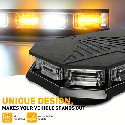126 LED Roof Strobe Beacon Light Bar IP67 Waterproof Emergency Hazard Flashing Warning Light 12-24V for Construction Vehicles Tow Trucks
