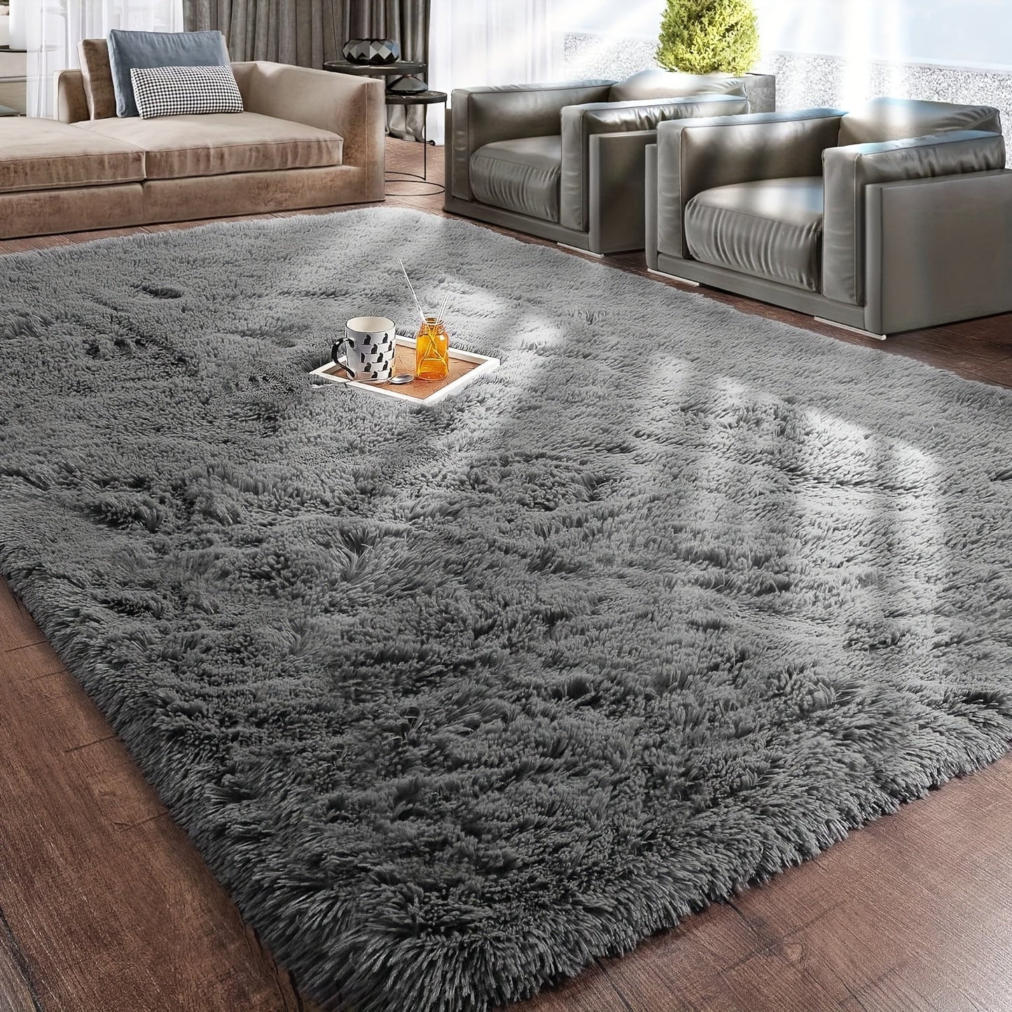 Rectangular Shaggy Area Rug with Nine Color Labels and 3 x 5-Foot to 8 x 10-Foot Size Options