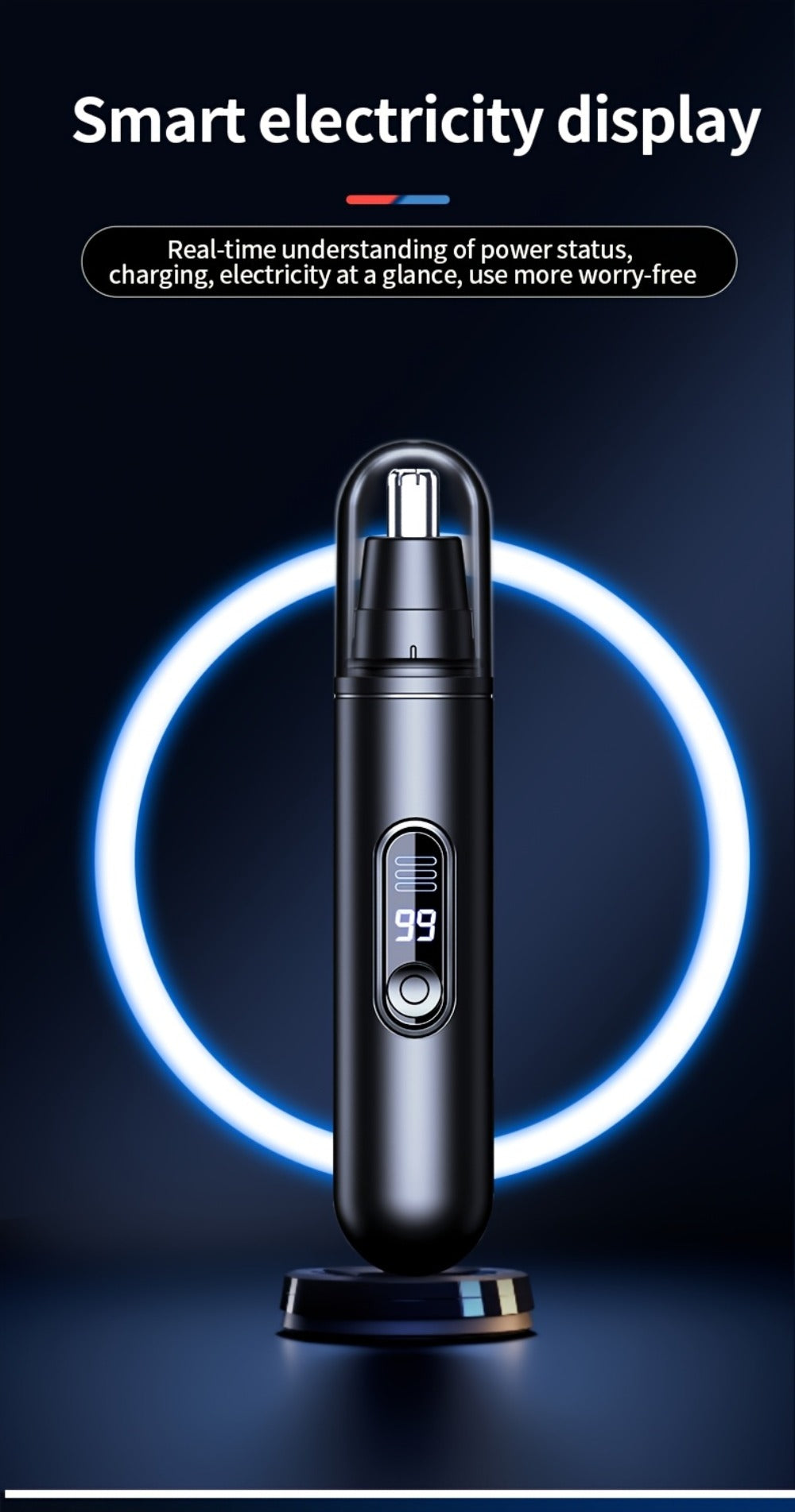 Electric Nose Trimmer with LED Display – USB Rechargeable Painless Facial Hair Removal Device for Men & Women, Nose Ear & Eyebrow Trimmer