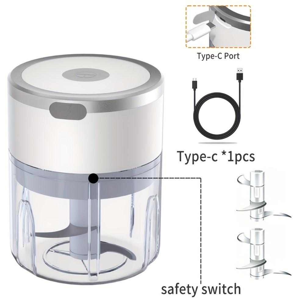 Mini Electric Garlic Chopper USB Rechargeable - Electric Food Chopper & Masher, Portable Garlic Crusher for Meat