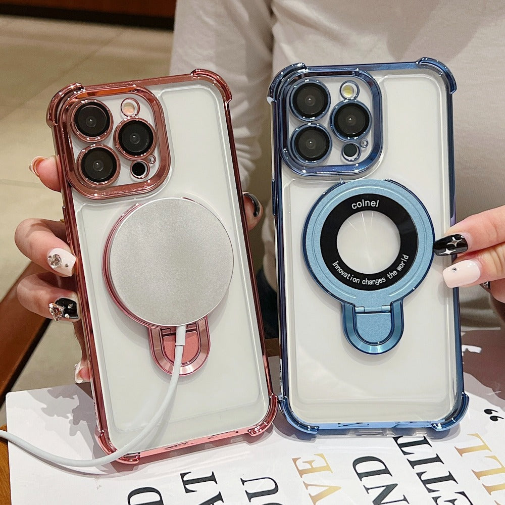 Phone Case Kickstand Bundle with Two Tempered Glass Protectors for Select iPhone 12-16 Models and Five Colors