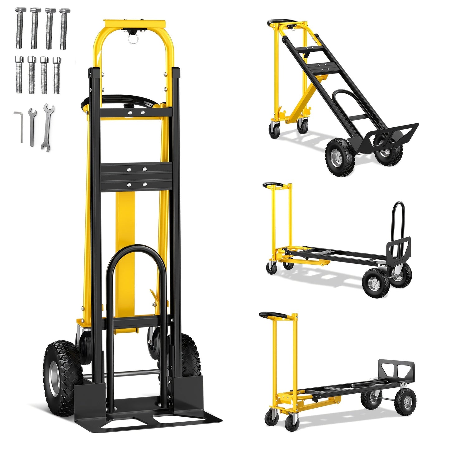 Hand Truck 3-in-1 Aluminum Convertible Dolly, 800-Industrial Utility Trolley with Folding Design for Moving