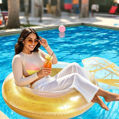 Giant Engagement Ring Pool Float, 49 x 31-Inch Inflatable in Gold, White or Pink for Bridal Pool Parties