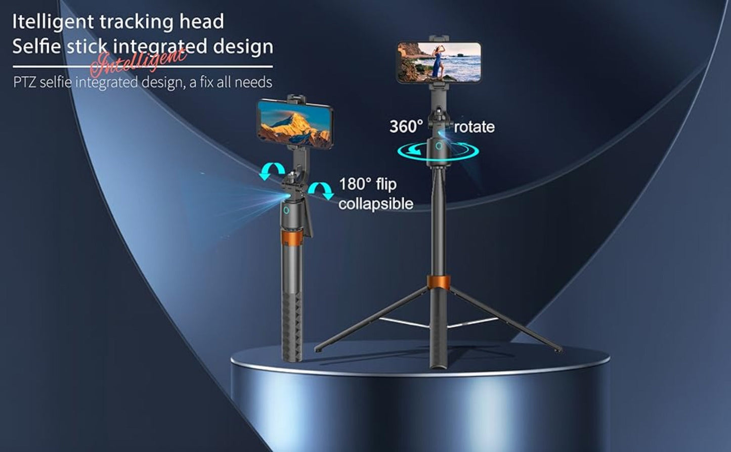 70-Inch Tracking Selfie Stick Tripod with Two Fill Lights, Floor Base, Remote and 1/4-Inch Mount