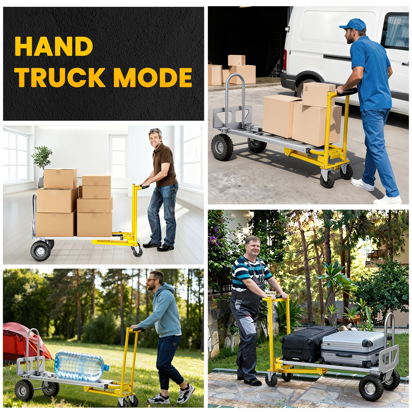 Hand Truck 3-in-1 Aluminum Convertible Dolly, 800-Industrial Utility Trolley with Folding Design for Moving