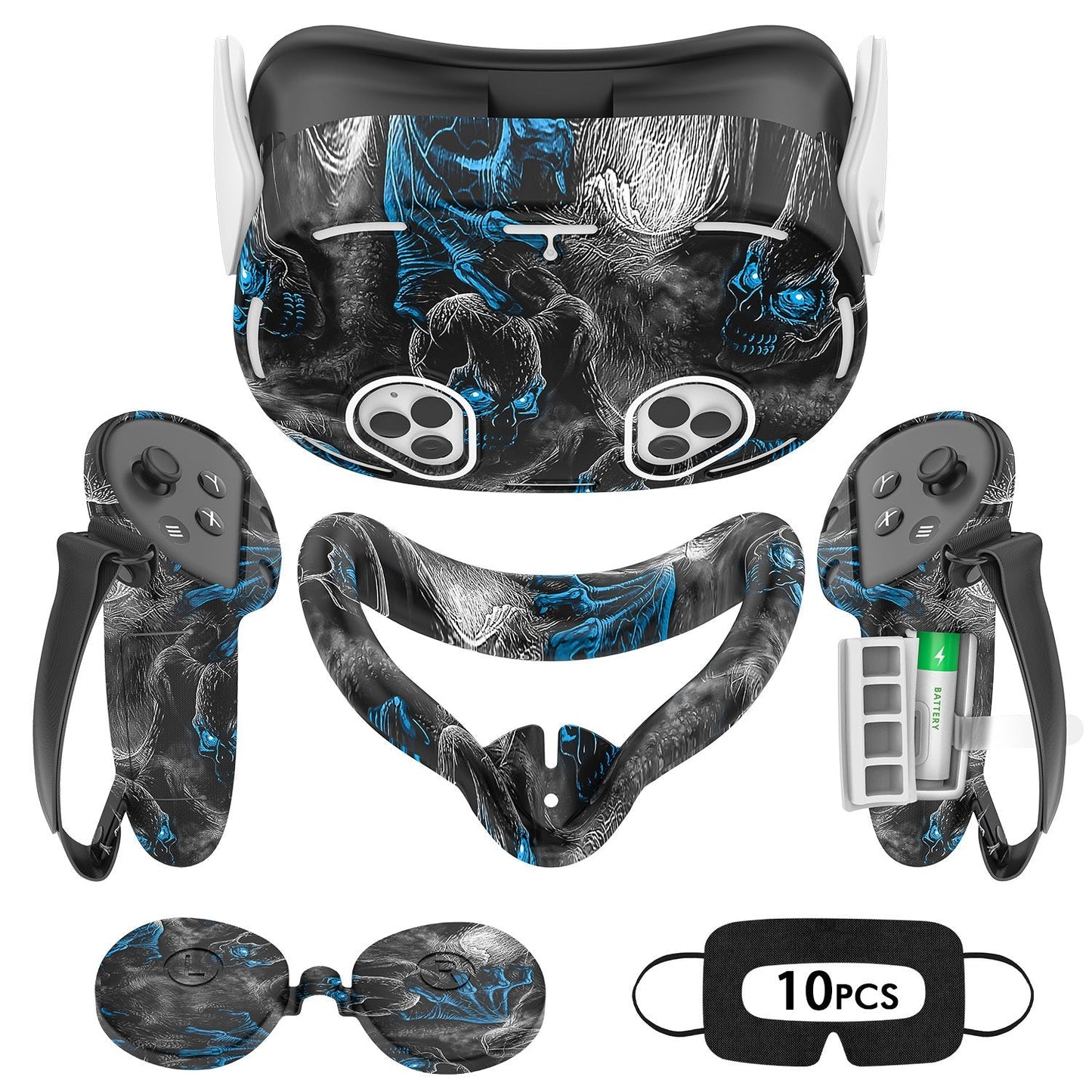 Meta Quest 3S Silicone Cover Set - VR Face Cover Shell Controller Grip Case Camera Lens Protector for an Everyday Personal Care Routine
