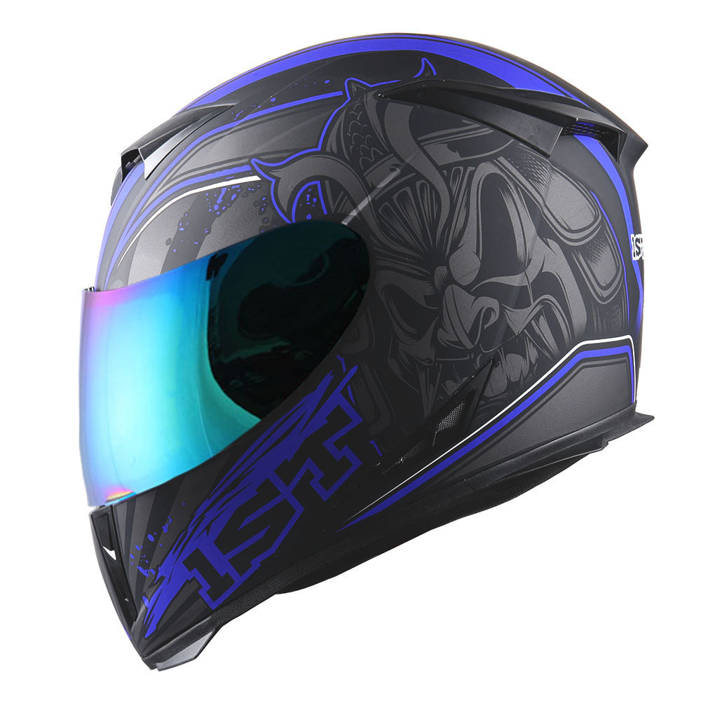 Motorcycle Helmet Full-Face Shell with Tinted and Spare Clear Shields, Quick-Release Buckle, Nine Styles and S-XL Sizes