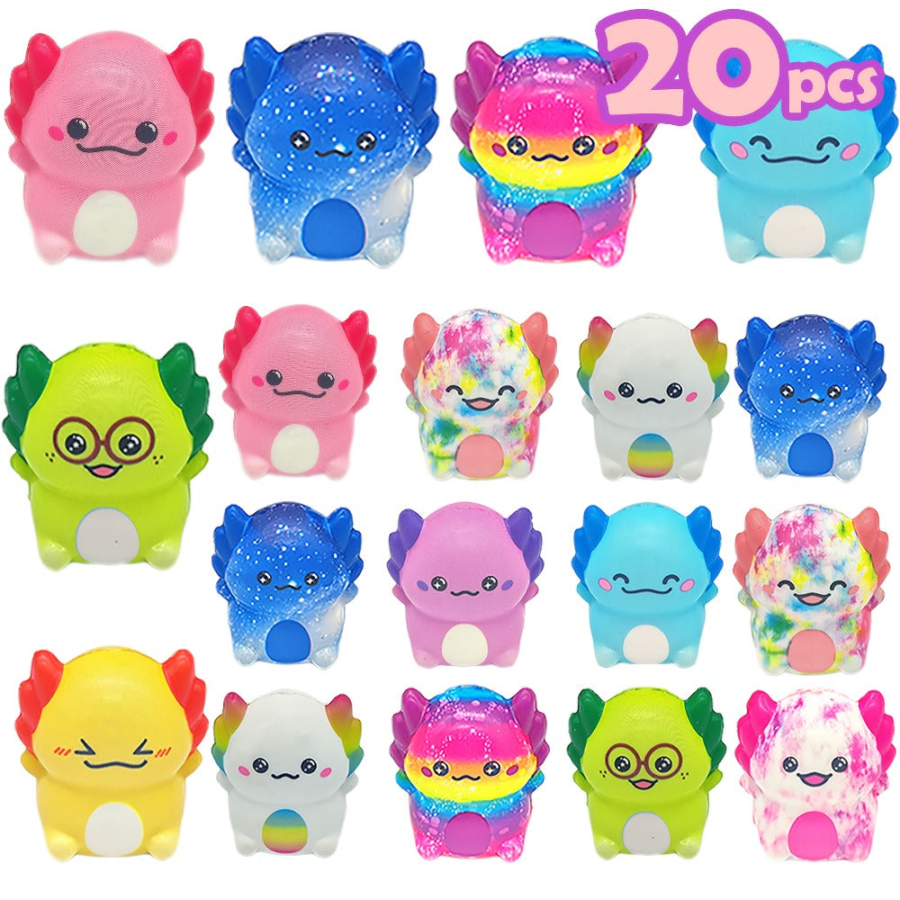 Axolotl Squishy Toys 20 Pack Slow Rising Fidget Sensory Stress Toys for Kids, Cute Salamander Newt Ice Cream Shape Squeeze Toys