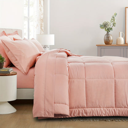7 Piece Comforter Set Luxury Soft Fluffy Bedding All Season Bed in a Bag with Comforter Fitted Sheet Flat Sheet Pillowcases Hypoallergenic