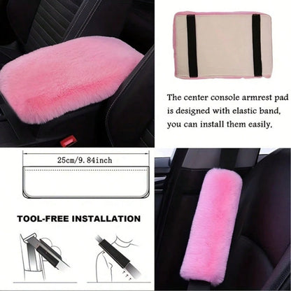 Plush Fluffy Steering Wheel Cover – Rex Rabbit Fur Texture, Universal Fit, 12 Colors (Black, Pink, Purple, Red & More)