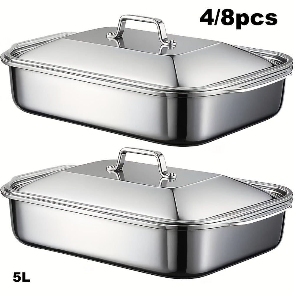 Stainless Steel Baking Sheet Pan Set with Lids, Nonstick Oven Trays & Roasting Pans for Baking Bread Desserts Seafood