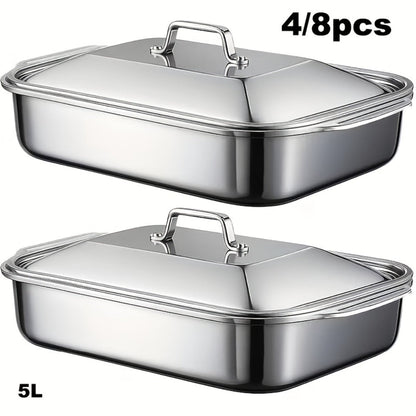 Stainless Steel Baking Sheet Pan Set with Lids, Nonstick Oven Trays & Roasting Pans for Baking Bread Desserts Seafood