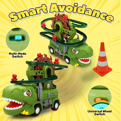 Toddler Dinosaur Track Set Orbital Triceratops Electric Stair Slide Roller Coaster Toy with Lights & Music