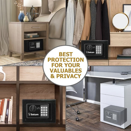Fireproof Home Safe Box with Digital Keypad and Key Lock Steel Security Safe for Money for Entryways, Bedrooms and Living Spaces