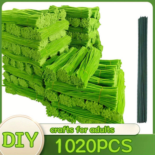 Pipe Cleaners 1020pcs Chenille Stems 20 Colors, Upgraded Thick Fuzzy Sticks with Patterned Rods for Kids Adults Teachers