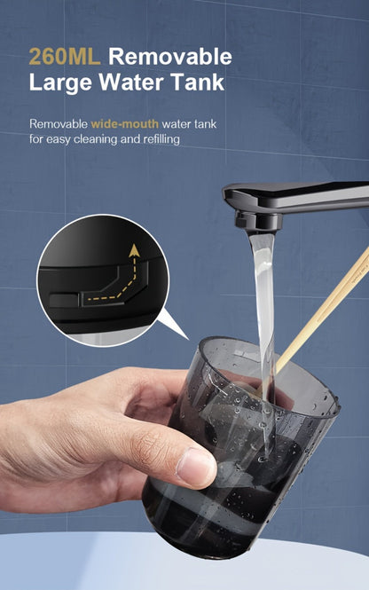 Water Flosser Cordless Black 300ml Oral Irrigator with Four Modes, Four Nozzles, 700mAh Battery, USB Charging and IPX7 Rating