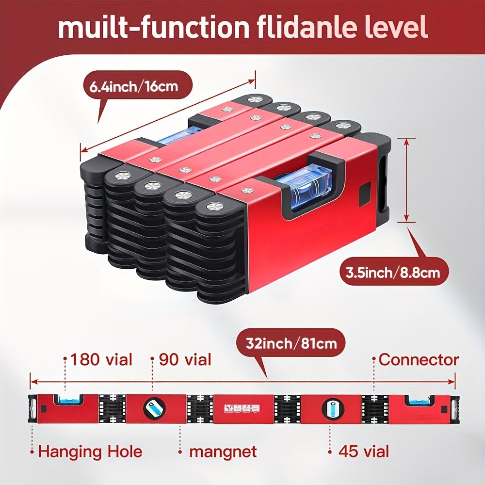 Folding Level Multifunction Multi-Angle Measurement Woodworking Tool Foldable Post Level Precise Leveling Any Position for Home Renovation