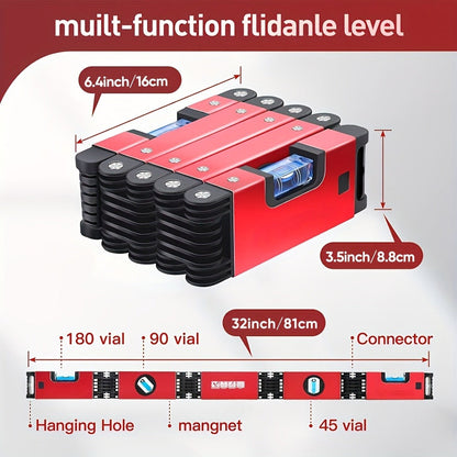 Folding Level Multifunction Multi-Angle Measurement Woodworking Tool Foldable Post Level Precise Leveling Any Position for Home Renovation