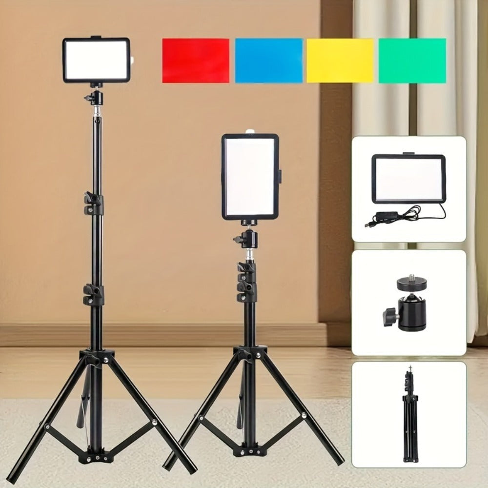 LED Video Light Panel 5600K Dimmable Photography Lighting Kit with Adjustable Tripod Stand for an Everyday Personal Care Routine