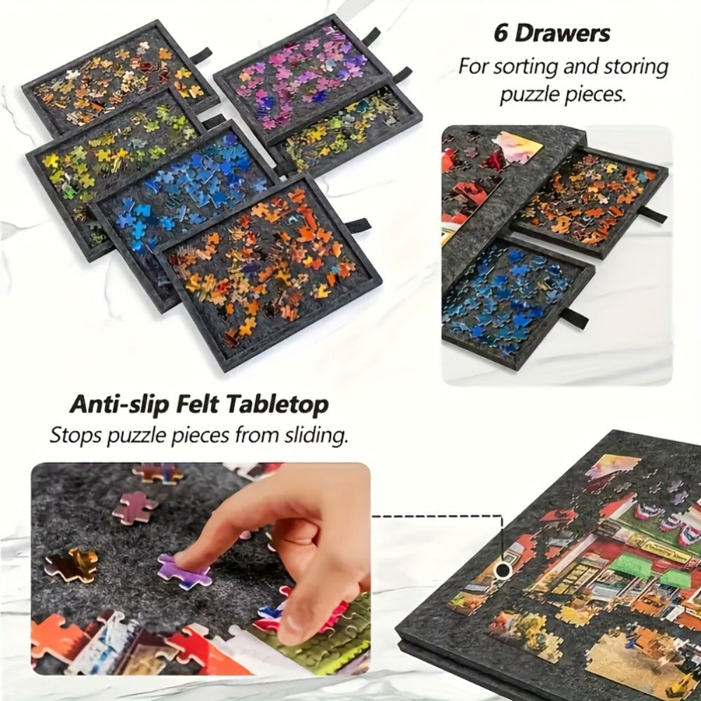 Jigsaw Puzzle Board for Adults 1000 Pieces, 2-in-1 Tilting Stand & Lid, 6 Sorting Drawers, Ultralight Portable Puzzle Table