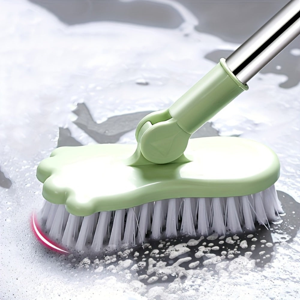 Green Floor Scrub Brush with 34- to 47.2-Inch Adjustable Handle, 180-Degree Pivoting Head and 6-Inch Bristle Base