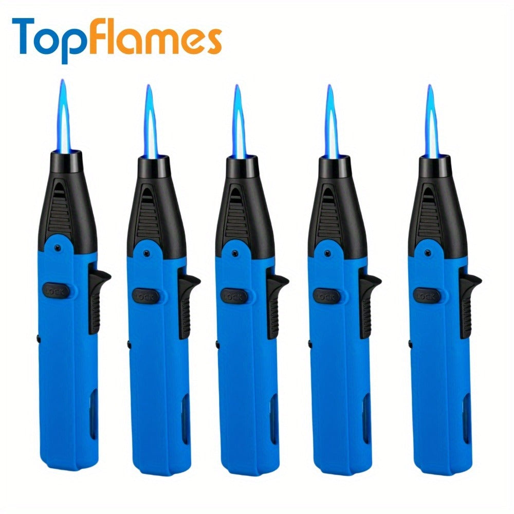 Windproof Torch Lighter 5 Pack Outdoor Butane Gas Lighter Set 1300 1800 Degree Blue Flame for Grilling, Camping and Outdoor Meals