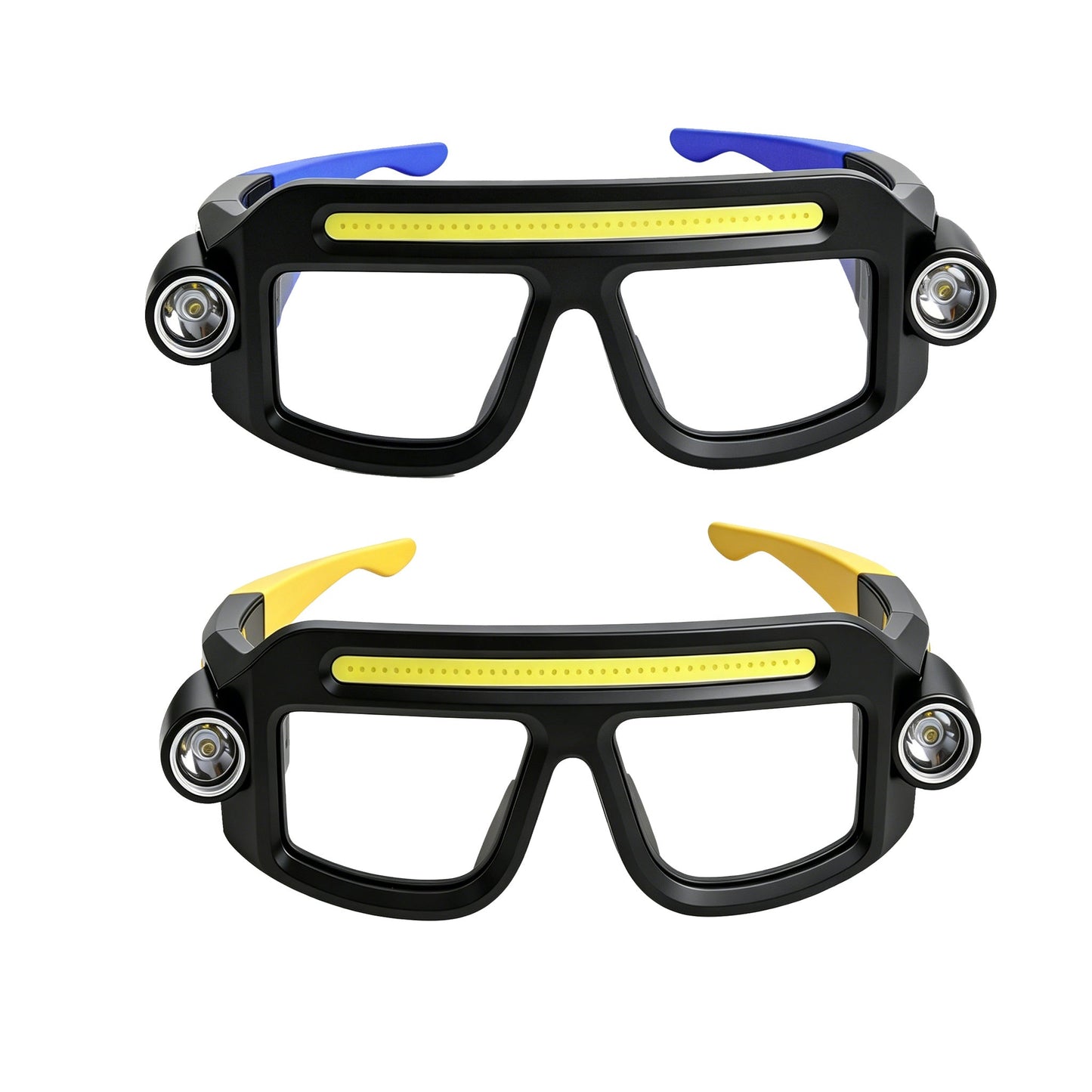 LED Headlamp Glasses 2-Pack, Head-Worn Flashlight with Flashing Mode for Night Running, Cycling, Fishing, Camping, Hiking