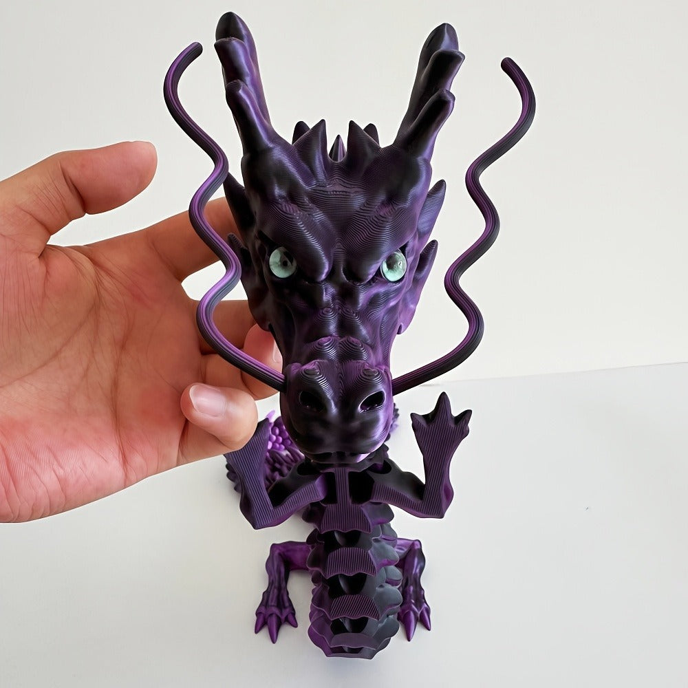 3D Printed Dragon 35.4 Inch with Flexible Joints – Articulated Poseable Dragon Figurine for Car Dashboard, Home Decor & Desk Display