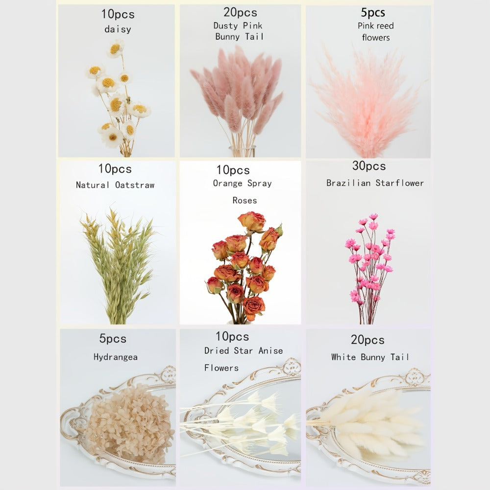 Dried Flower Bouquet with Pampas Grass - Boho Wedding Centerpiece Dried Floral Arrangement for Entryways, Bedrooms and Living Spaces