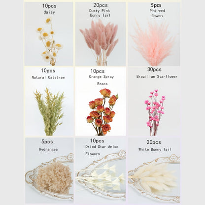 Dried Flower Bouquet with Pampas Grass - Boho Wedding Centerpiece Dried Floral Arrangement for Entryways, Bedrooms and Living Spaces