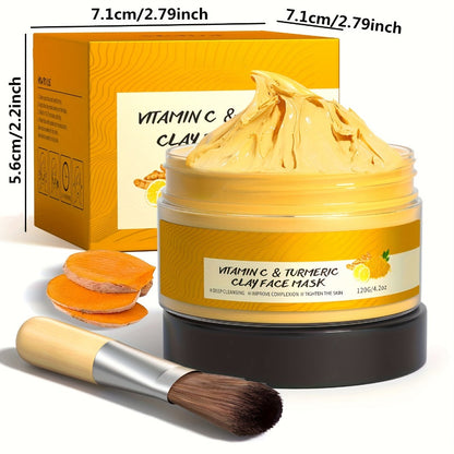 Turmeric Vitamin C Mud Mask 100ml - Deep Cleansing Pore Minimizer Face Mask, Remover Radiant Skin Weekly Skincare for Women