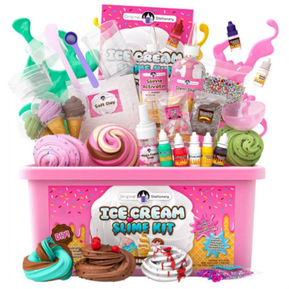 Novelty Slime Toy Ice Cream & Lollipop Set for Kids, Cute Food Shaped Squishy Slime, Fun Party Favors for Christmas Halloween Easter
