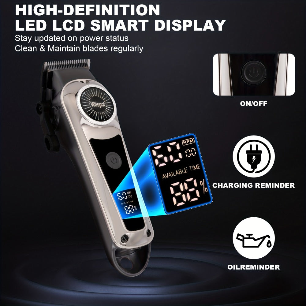 Hair Clipper Whistpot Two- or Four-Piece Cordless Grooming Set with USB Charging and Battery Displays