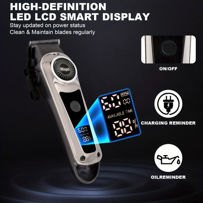 Hair Clipper Whistpot Two- or Four-Piece Cordless Grooming Set with USB Charging and Battery Displays