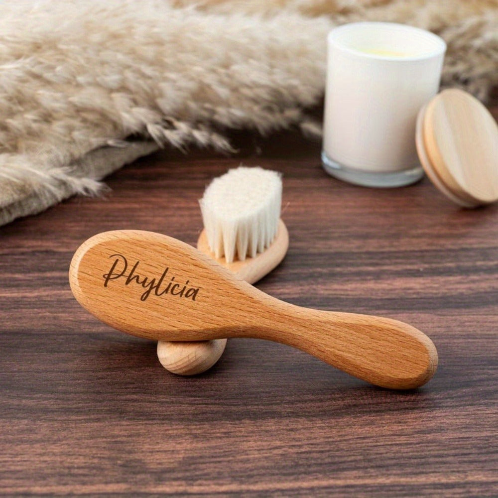 Custom Engraved Baby Brush Personalized Newborn Soft Hair Brush with Name, Unique Keepsake Gift for Baby Shower