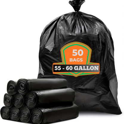 65 Gallon Trash Bags, Extra Large Black Garbage Bags Tear-Resistant Thickened, 25 & 50 Count for Yard Waste